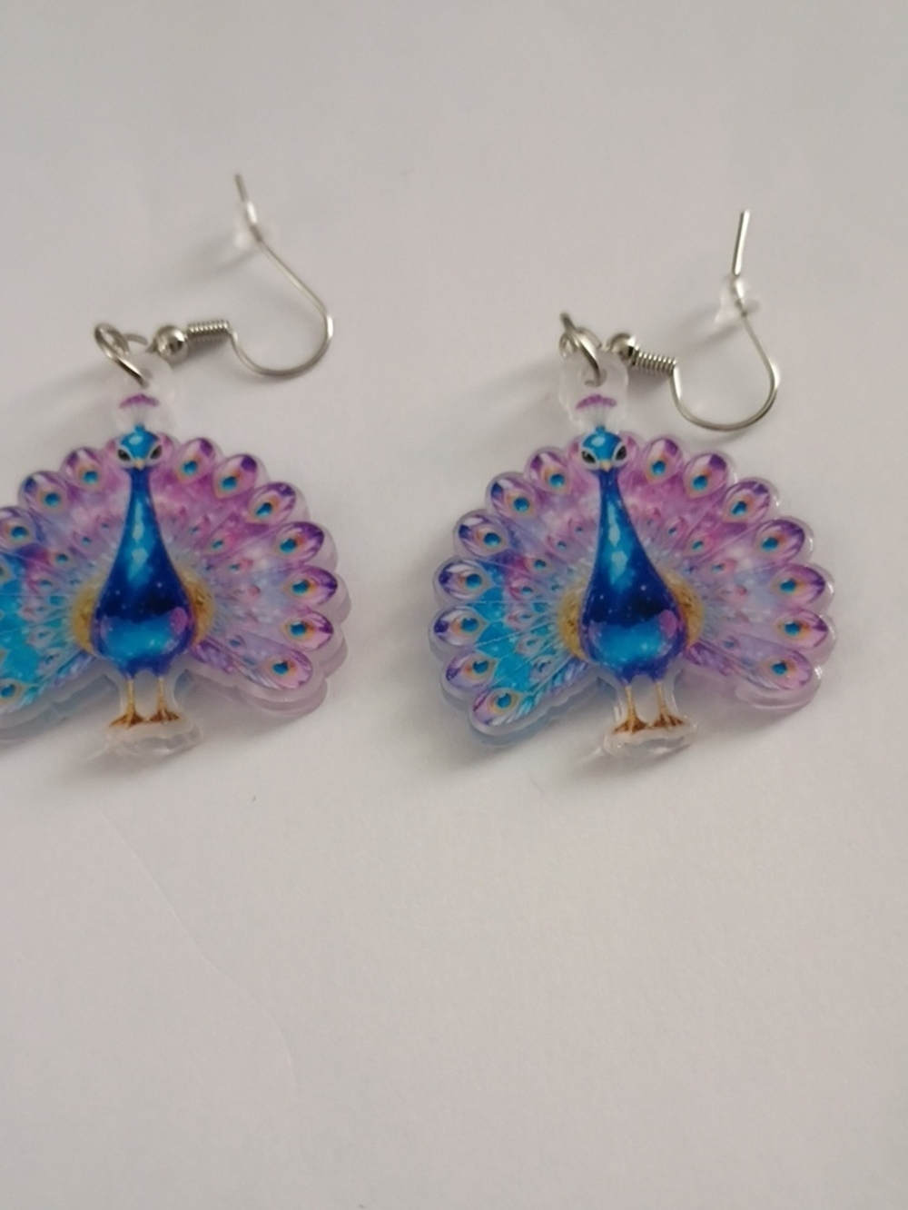 Multicolor Peacock Drop Earrings - Purple & Blue